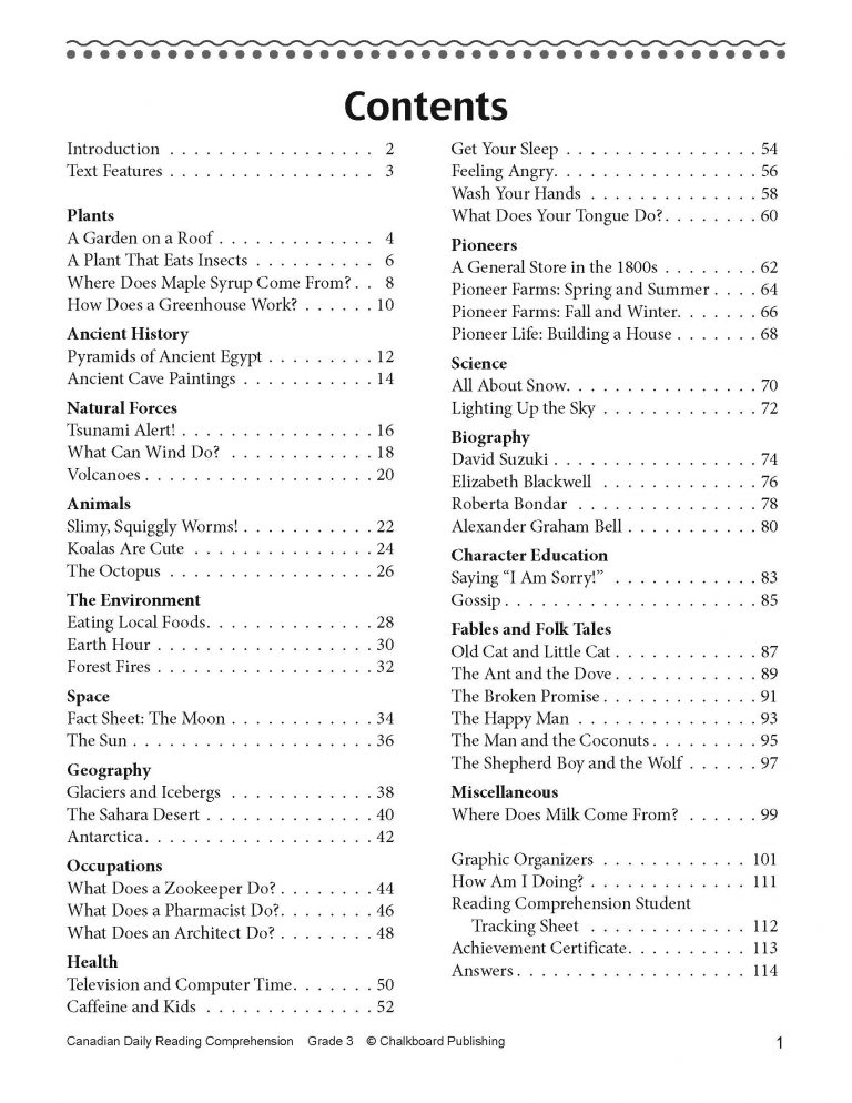 Canadian Daily Reading Comprehension Grade 3 Workbook