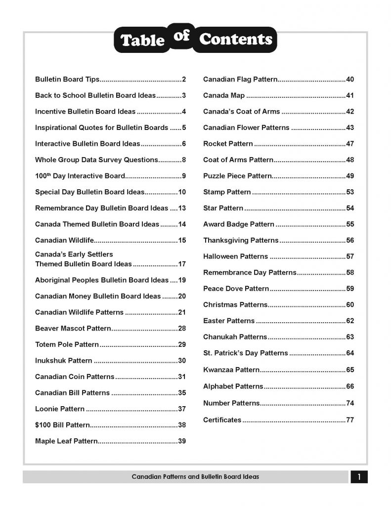 Canadian Patterns and Bulletin Board Ideas - eBook - Chalkboard Publishing