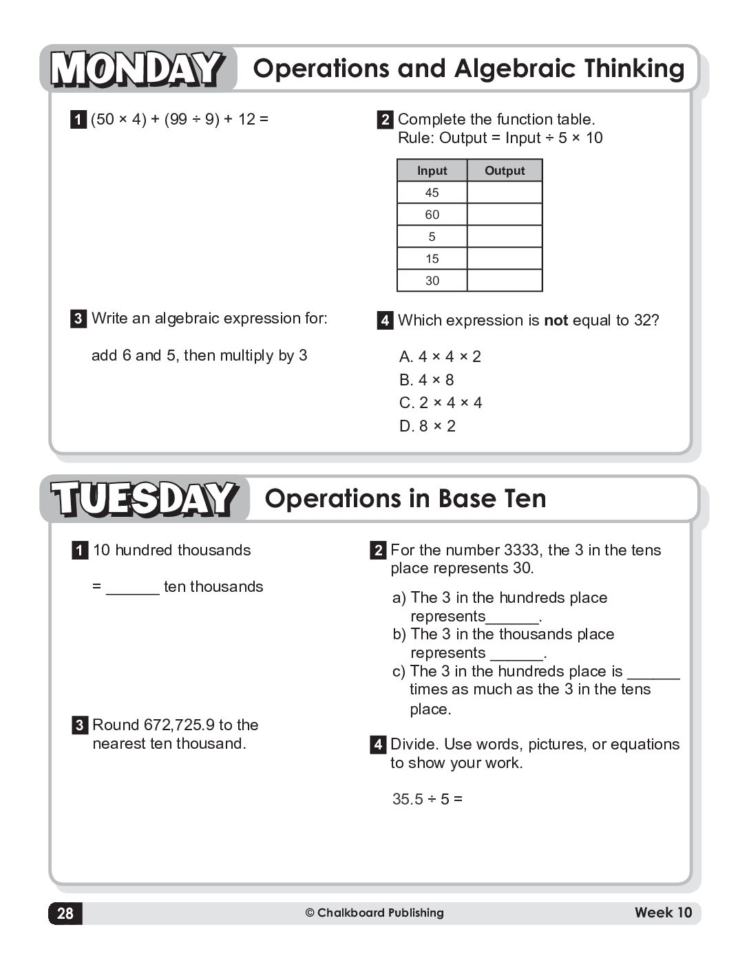 United States Daily Math Grade 5 - Ebook - Chalkboard Publishing