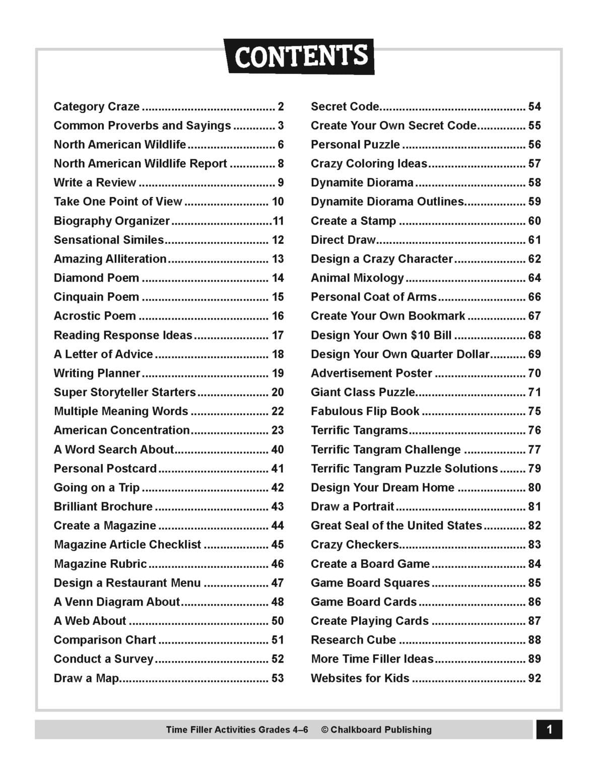 Time Filler Activities Grades 46 eBook