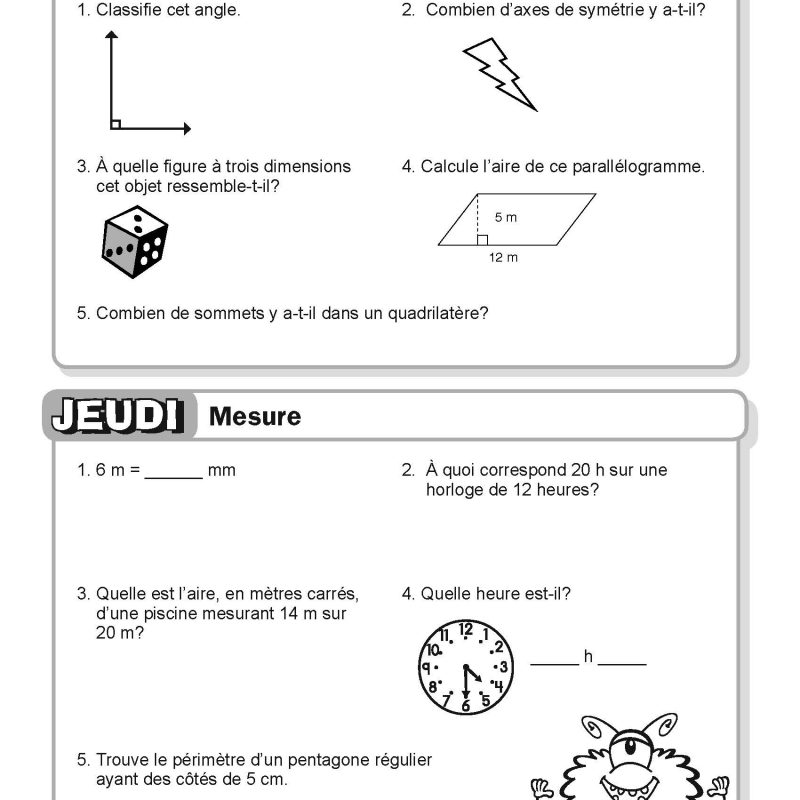 French Daily Math Grade 6 Workbook
