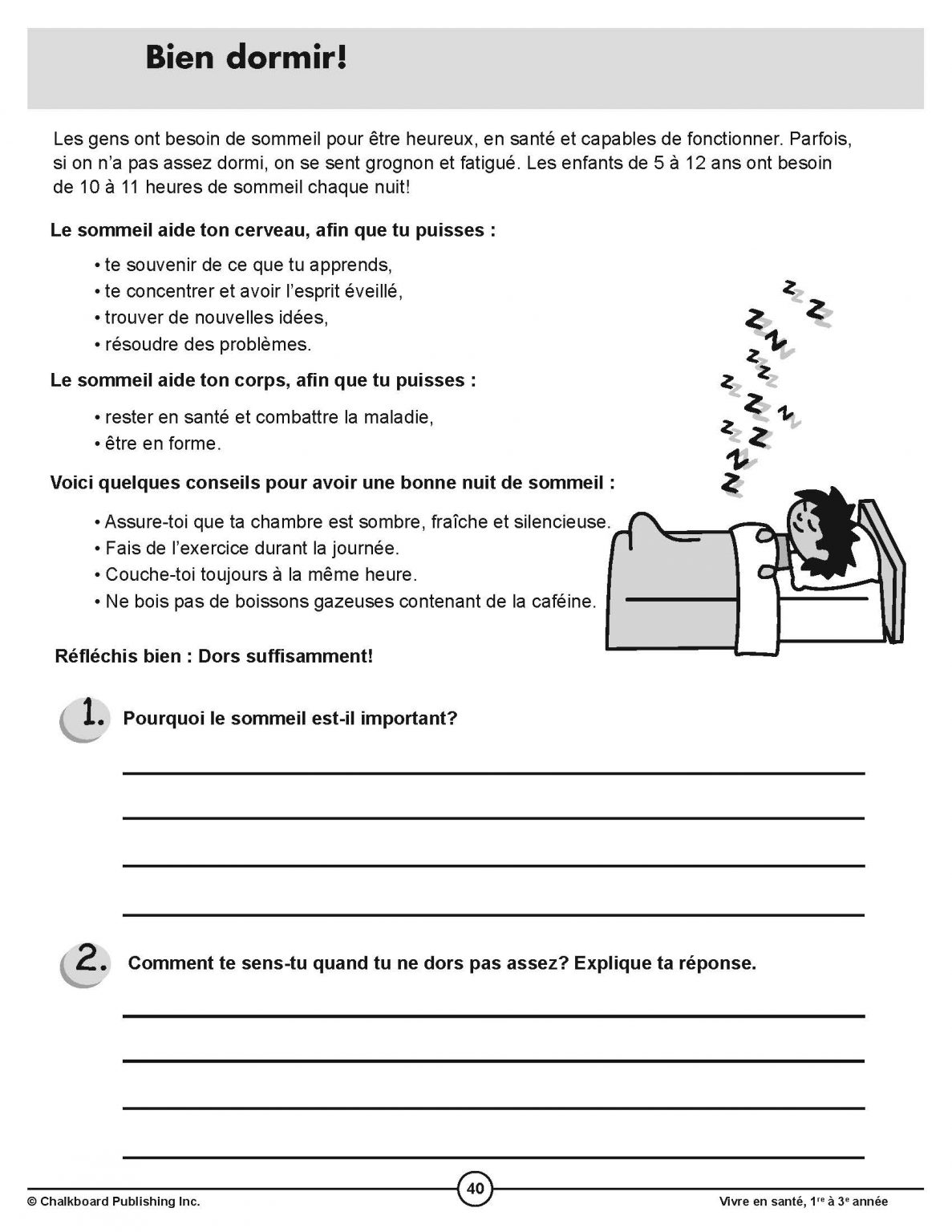 Canadian French Health Activities Grades 1-3 Workbook