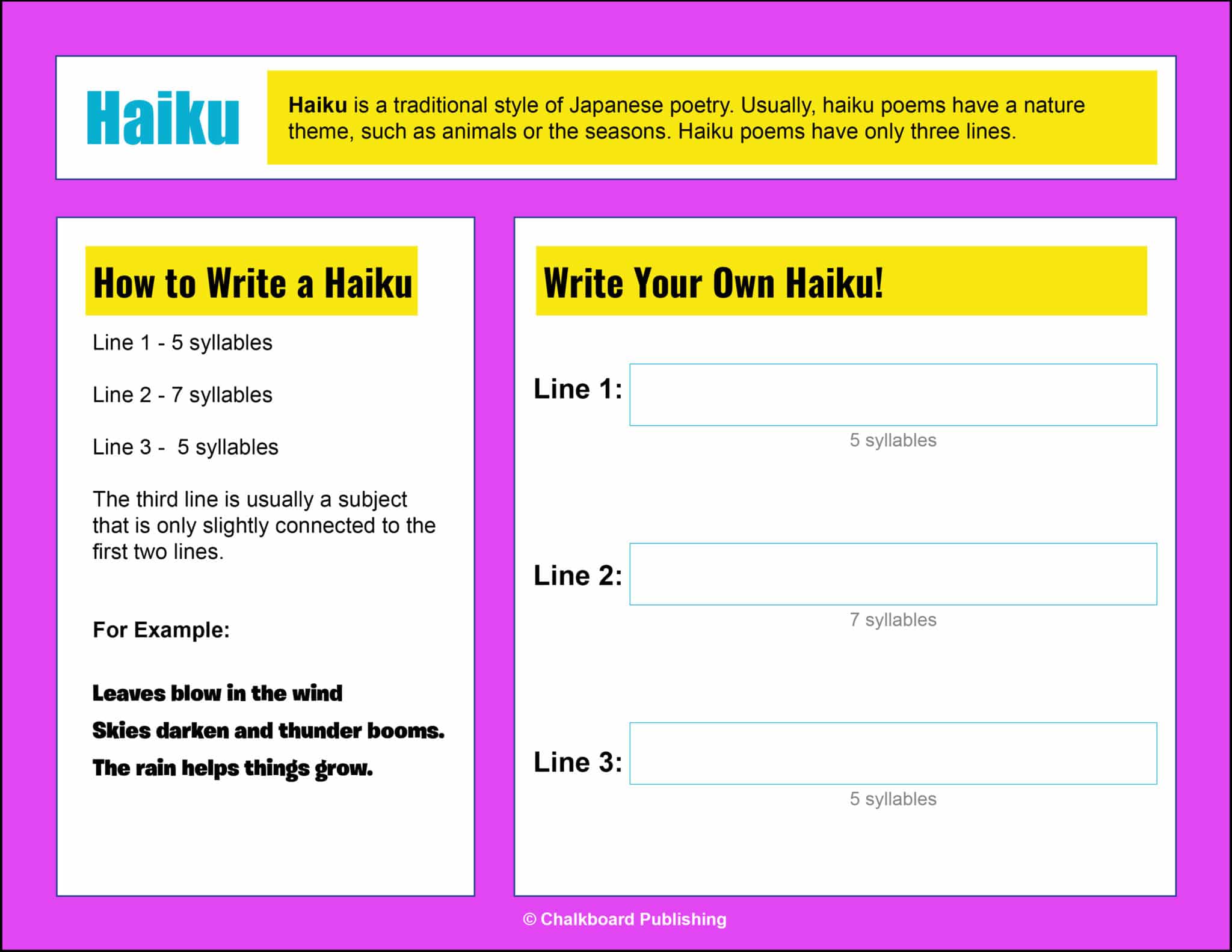 Personal poetry collection interactive worksheets chalkboard publishing