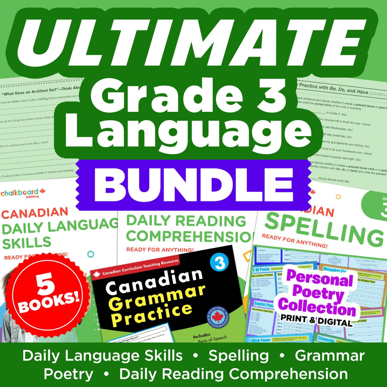 Best Grade 3 Language eBook Bundle Spelling, Grammar, Writing, Reading